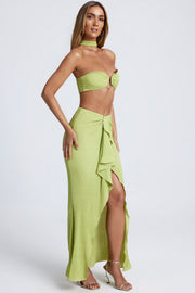 Oh Polly Skirts Ondine jupe longue vert olive volants fente