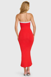 Oh Polly Winslet Robe Bustier Cerise Dentelle Midaxi