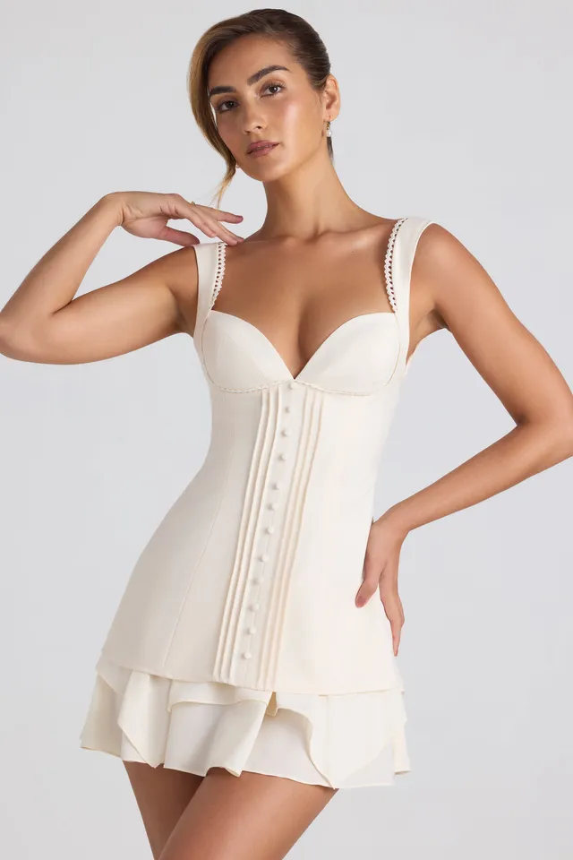Oh Polly Cassandra 8269 mini robe corset ivoire volants