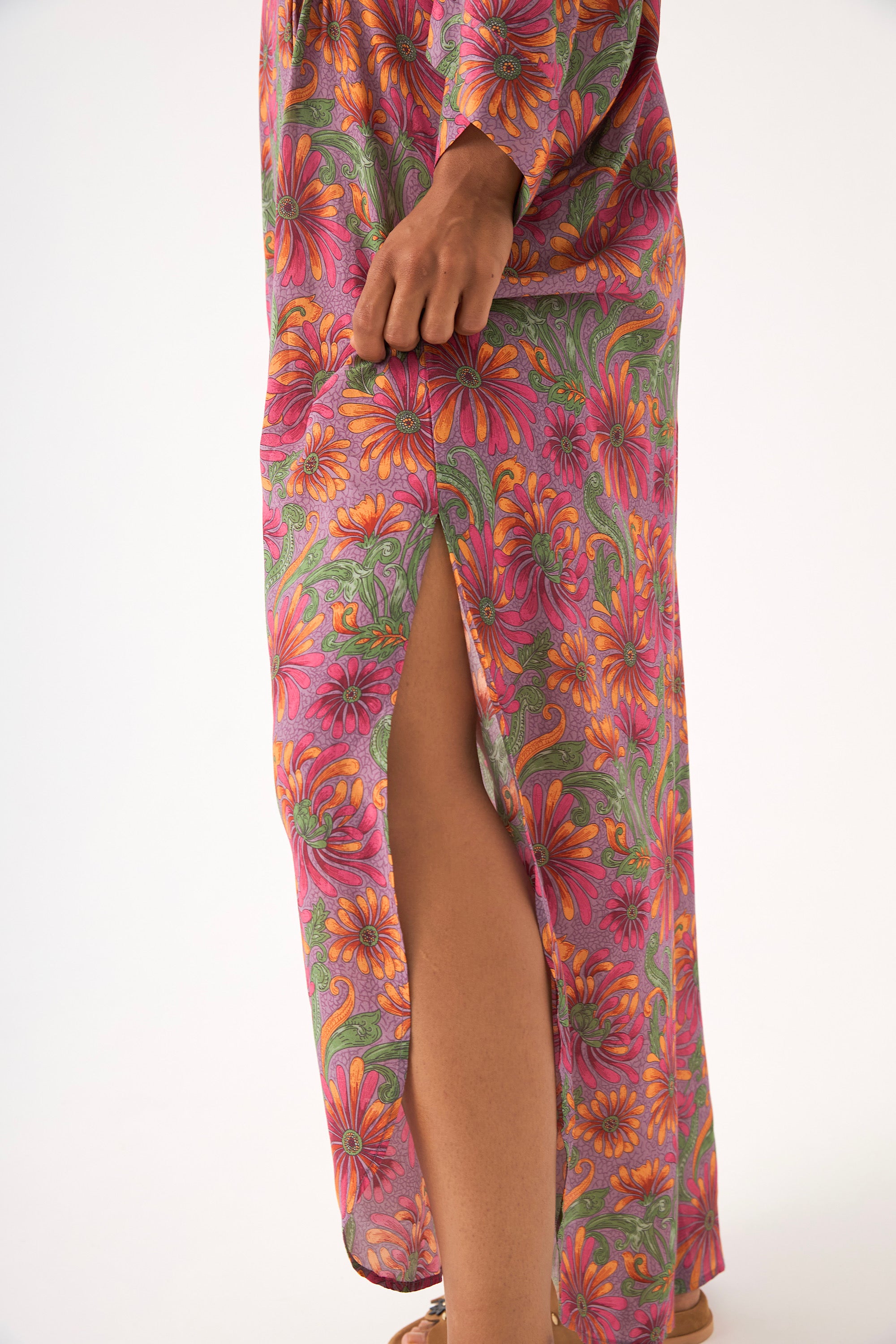 Chicosoleil Kaili robe kaftan satin fleur de satin