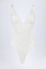 Oh Polly Zayla Body Dentelle Blanc Col Plongeant