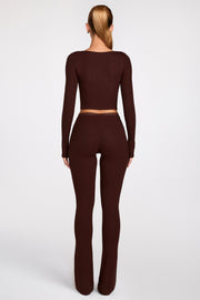 Oh Polly Philippa pantalon flare marron chocolat modal