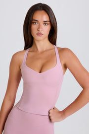 Oh Polly débardeur mauve dos croisé stretch long