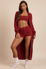 Oh Polly Priya gilet long maille douce rouge rubis
