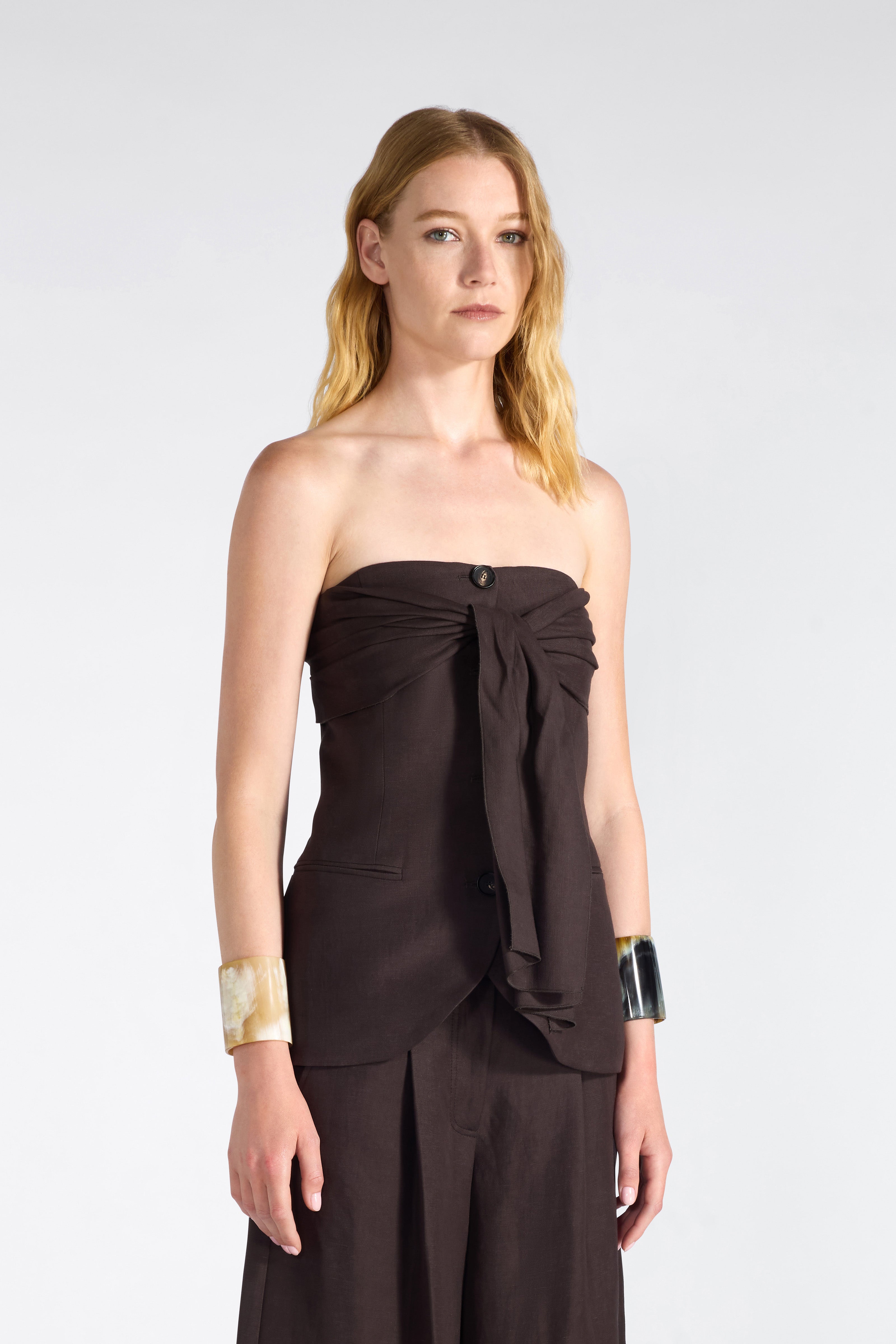 Liviana Conti Atanas top bustier viscose-lin fondente 40