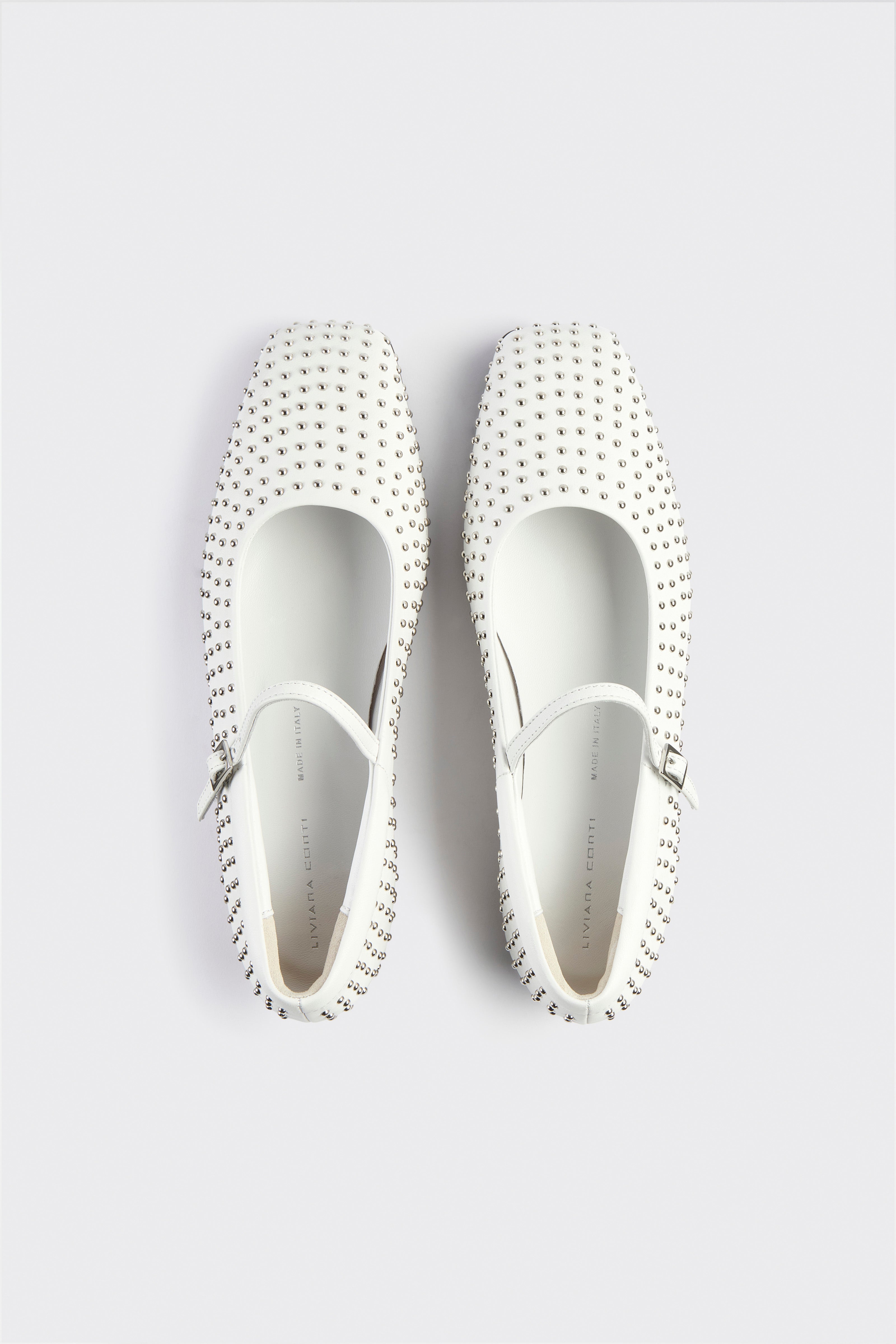 Liviana Conti Maya ballerine cuir blanc taille 38 cloutée