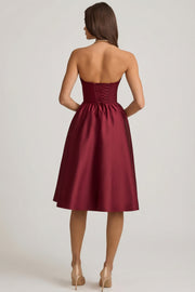 Oh Polly Gabrielle 12161 robe midi corset rouge vin