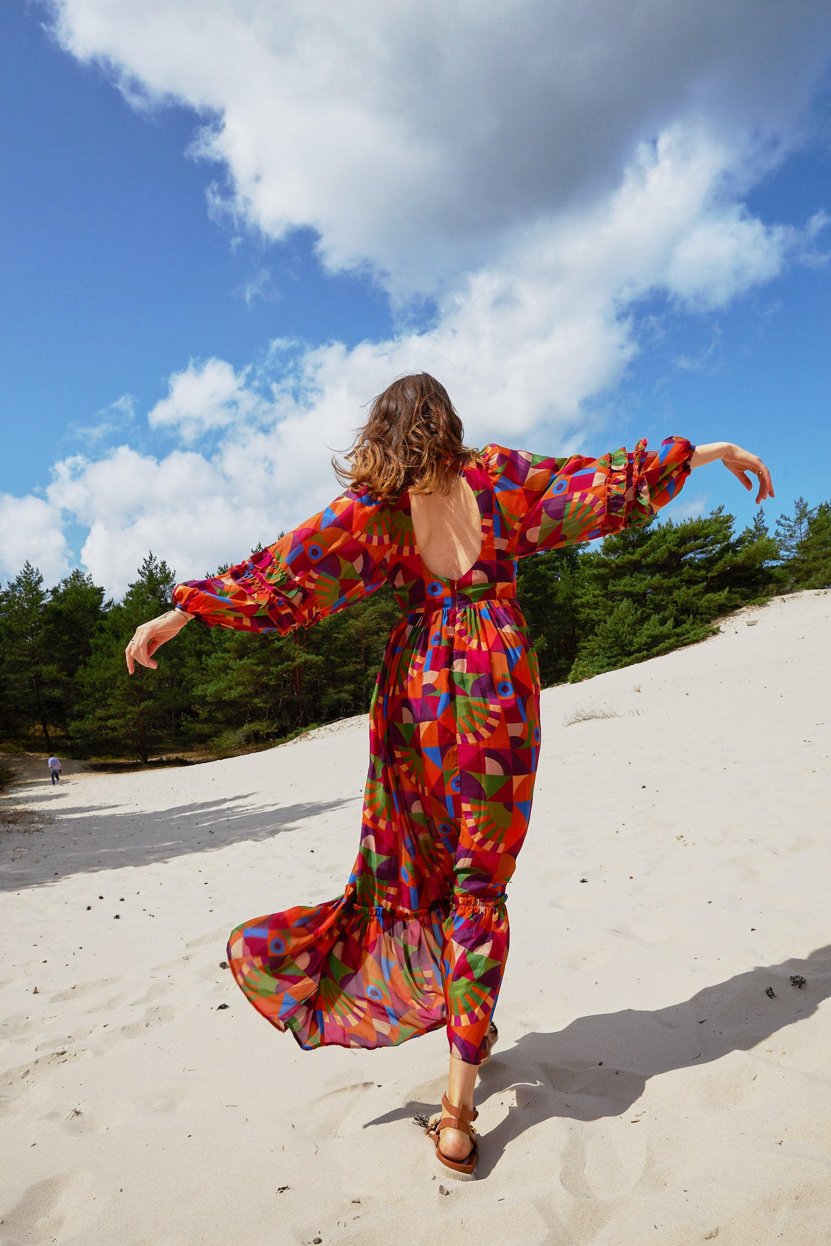 Chicosoleil Robes Georgette robe longue toucan viscose manches ballons