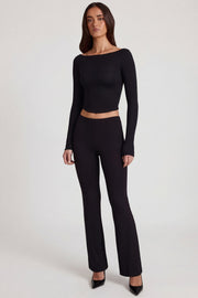Oh Polly Charliane top bateau modal noir manches longues