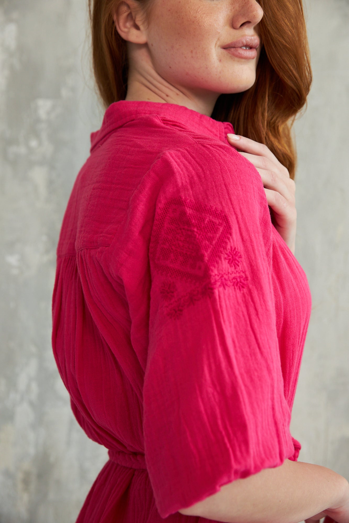 Chicosoleil Sheri robe midi rose bright gaze coton