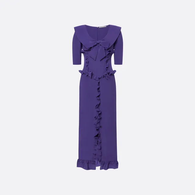 Alessandra Rich Dresses robe midi soie violet volants 38