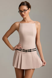 Oh Polly Dresses Leilani robe mini plissée mushroom dos nu