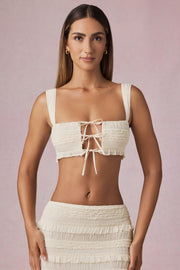 Oh Polly Ottilie 13326 crop top ivoire volants noué