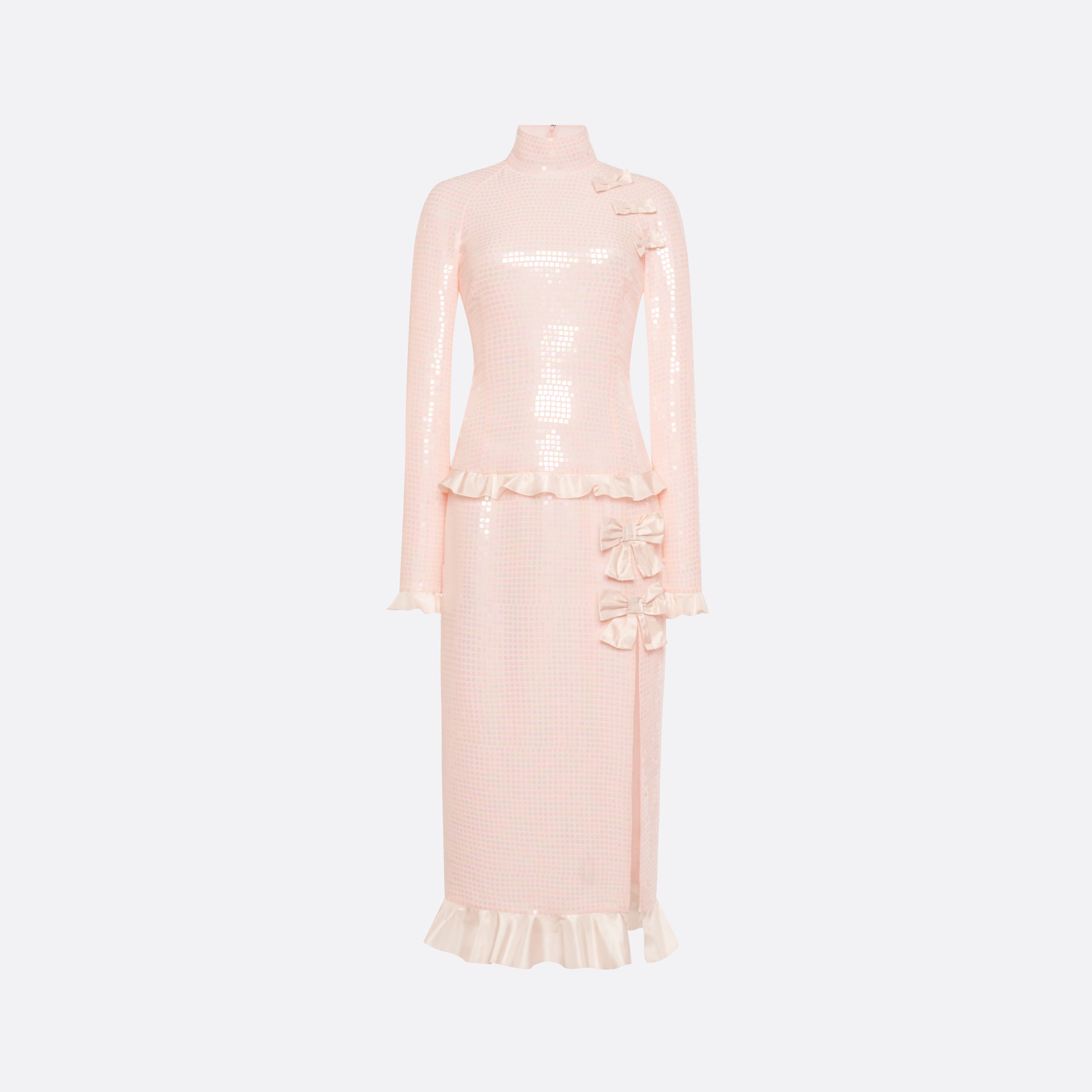 Alessandra Rich robe midi soie sequins rose 36