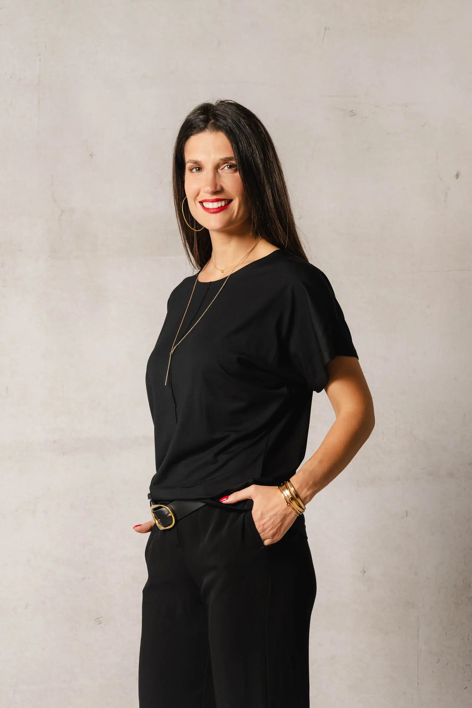Thelma & Rose Siam top chauve-souris bleu marine
