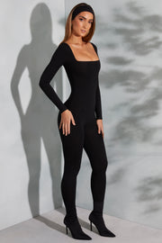 Oh Polly Delanie 3835 combinaison col carré noire bodycon
