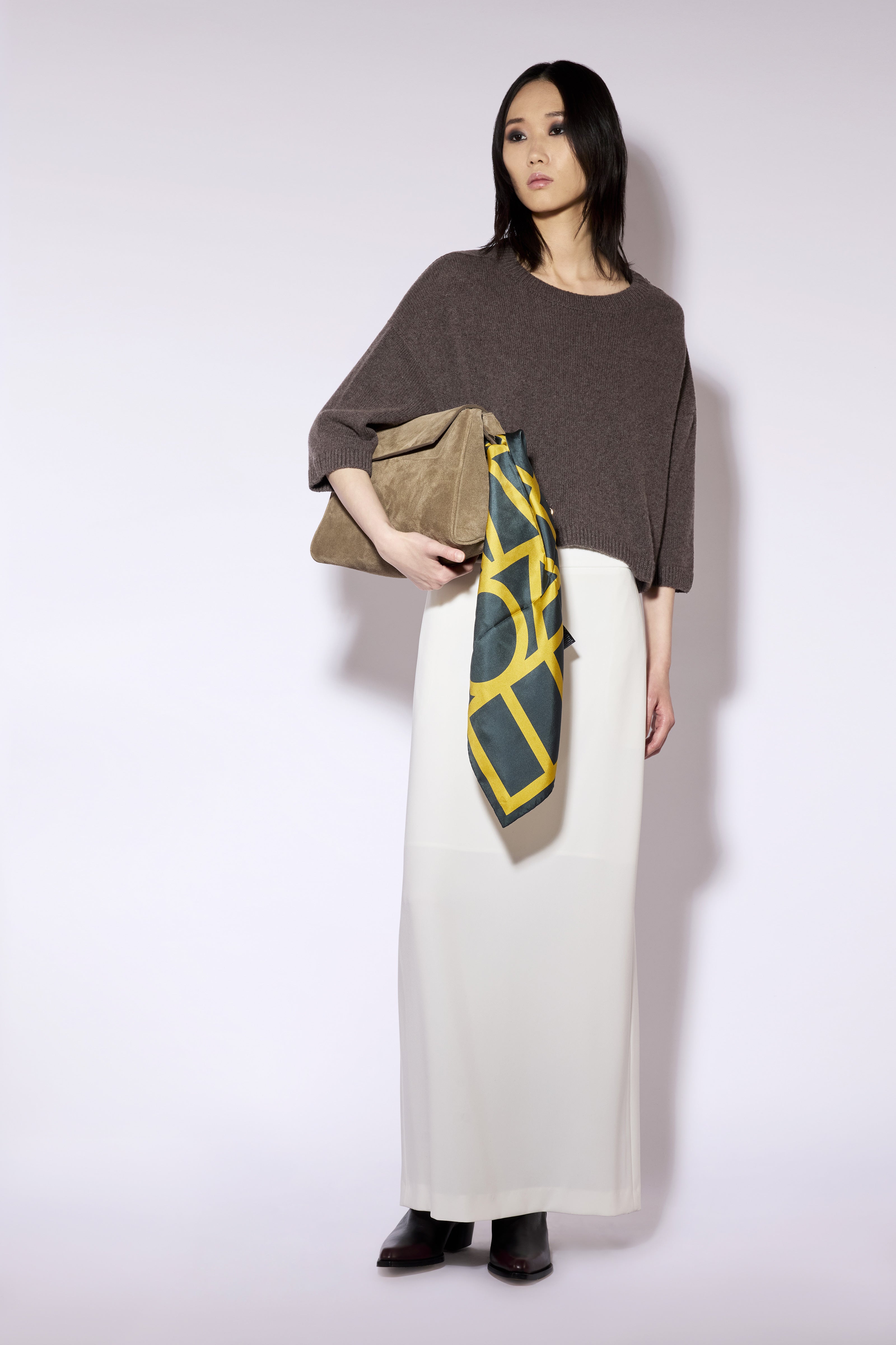 Liviana Conti Mabel pull crop cachemire-soie brown casha