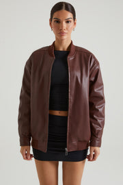 Oh Polly Maple 7508 veste similicuir marron matelassée