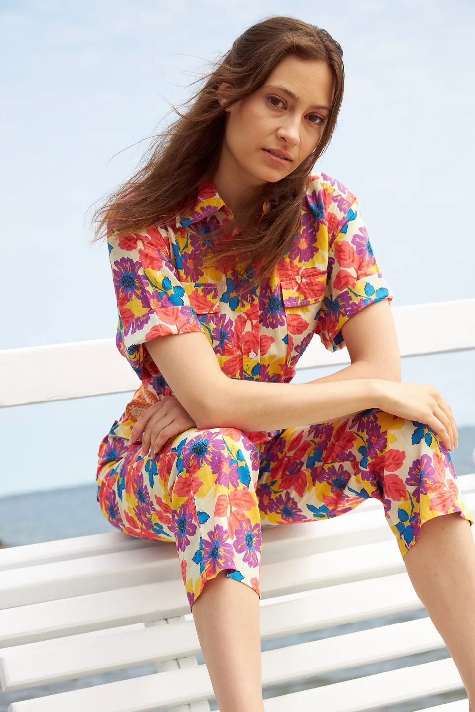 Chicosoleil Florette combinaison écru fleur Jaipur