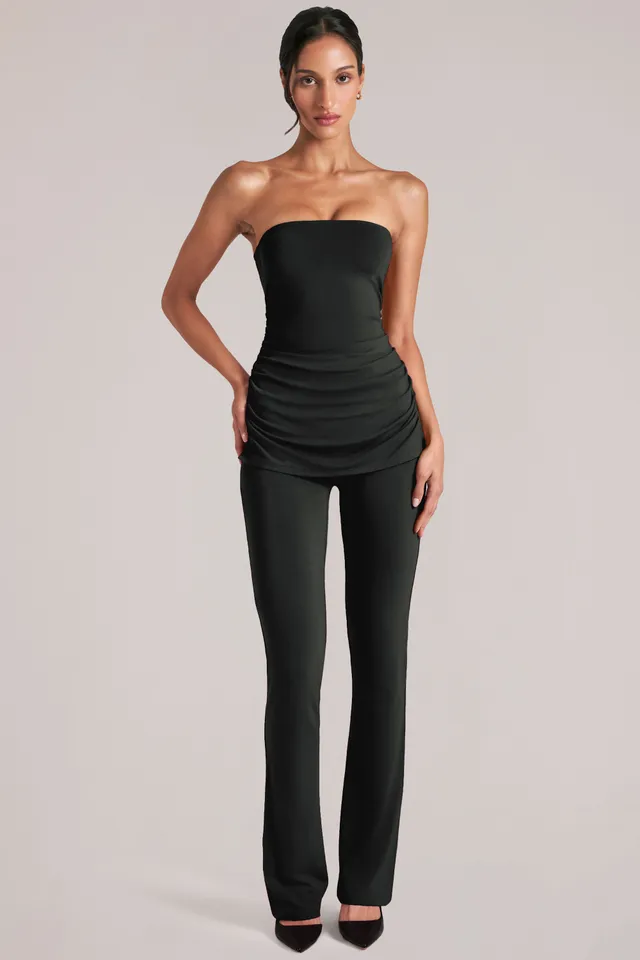 Oh Polly Trousers pantalon noir mi-taille micro-flare