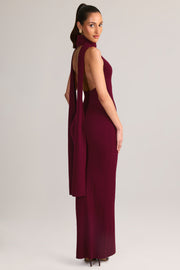 Oh Polly Dree robe maxi bordeaux col montant dos nu