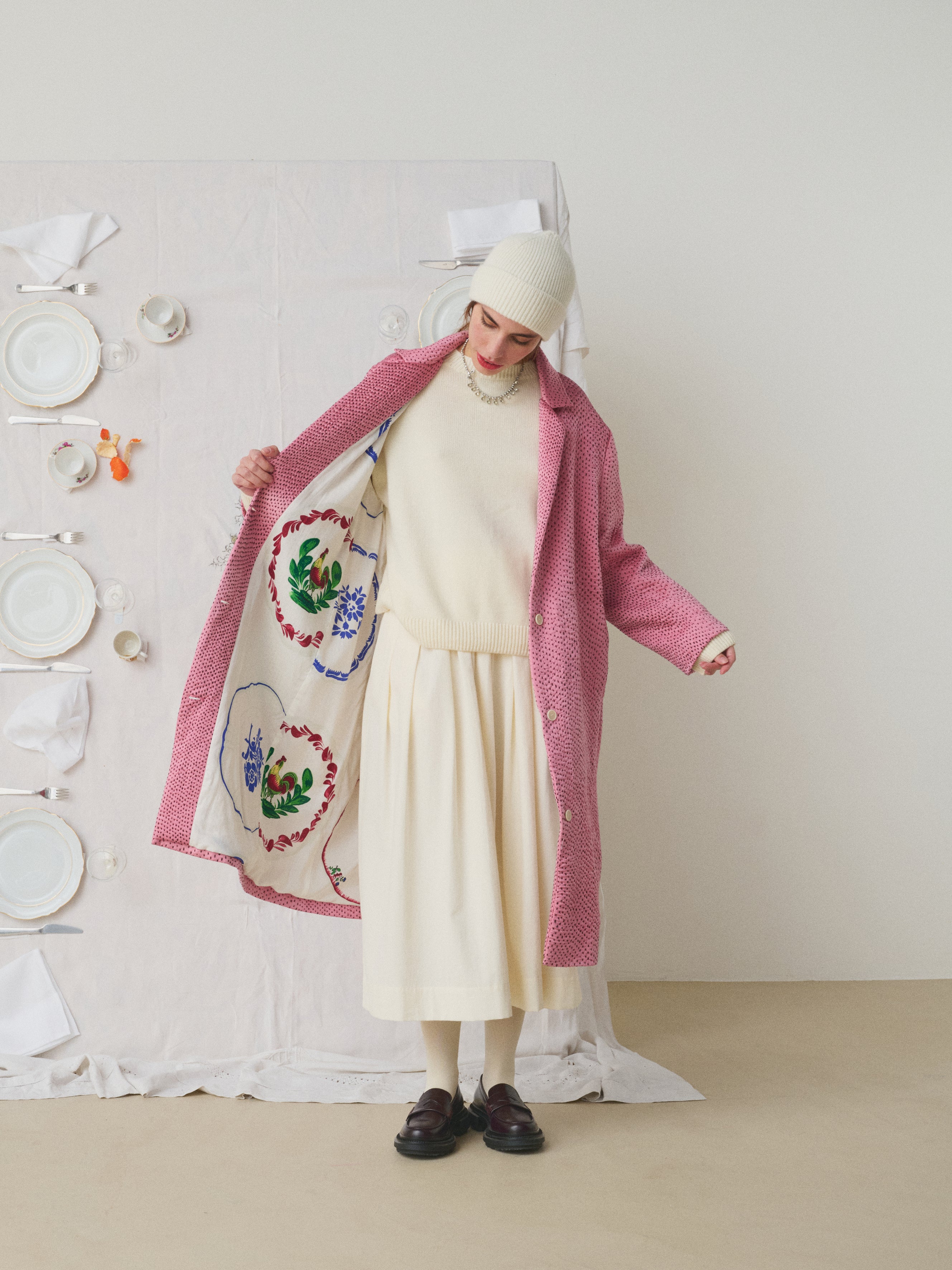 Mii à table Manteau Doniv Les Unis manteau soie matelassé