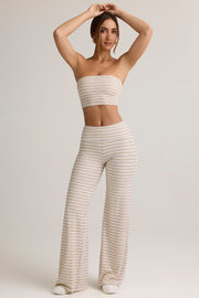Oh Polly Melida 14152 pantalon large rose jaune rayé modal