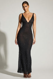 Oh Polly Embellished Colmar robe de soirée noire strass