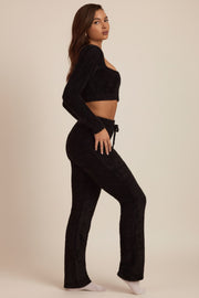 Oh Polly Safia pantalon large noir maille douce