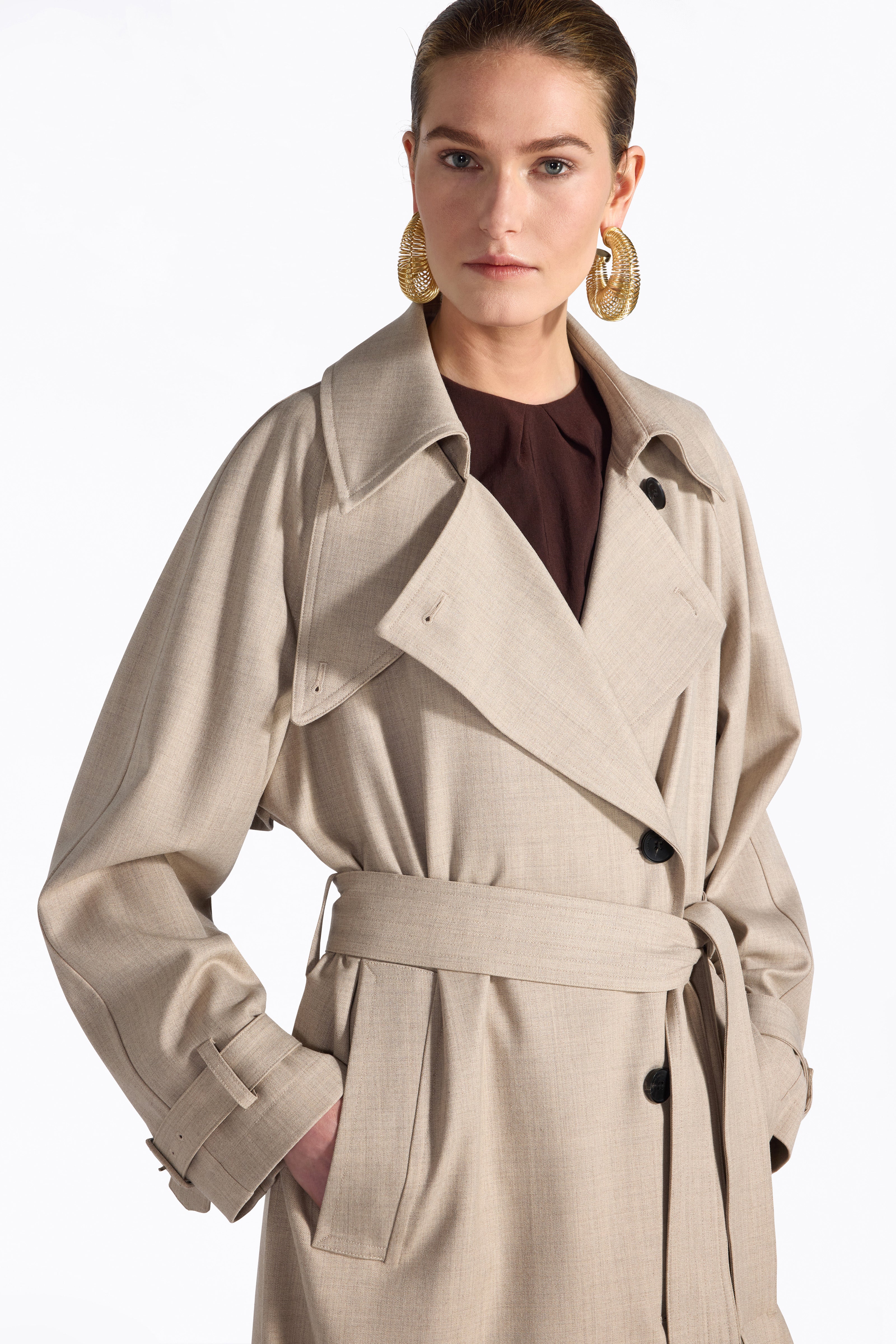 Liviana Conti Manon trench laine taupe taille 40 genou