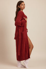 Oh Polly Priya gilet long maille douce rouge rubis