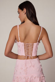 Oh Polly Letitia 10697B top corset rose pâle sequins