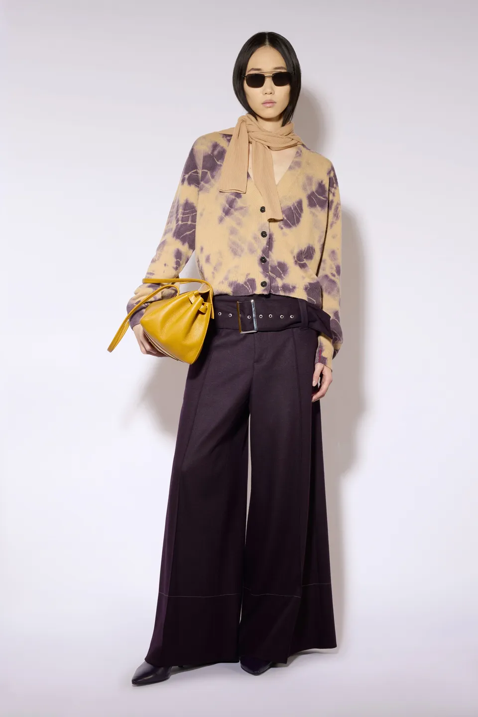 Liviana Conti Aglaia cardigan cachemire tie-dye camel