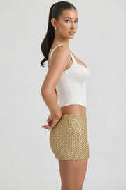 Oh Polly Embellished Jianna mini jupe dorée perles