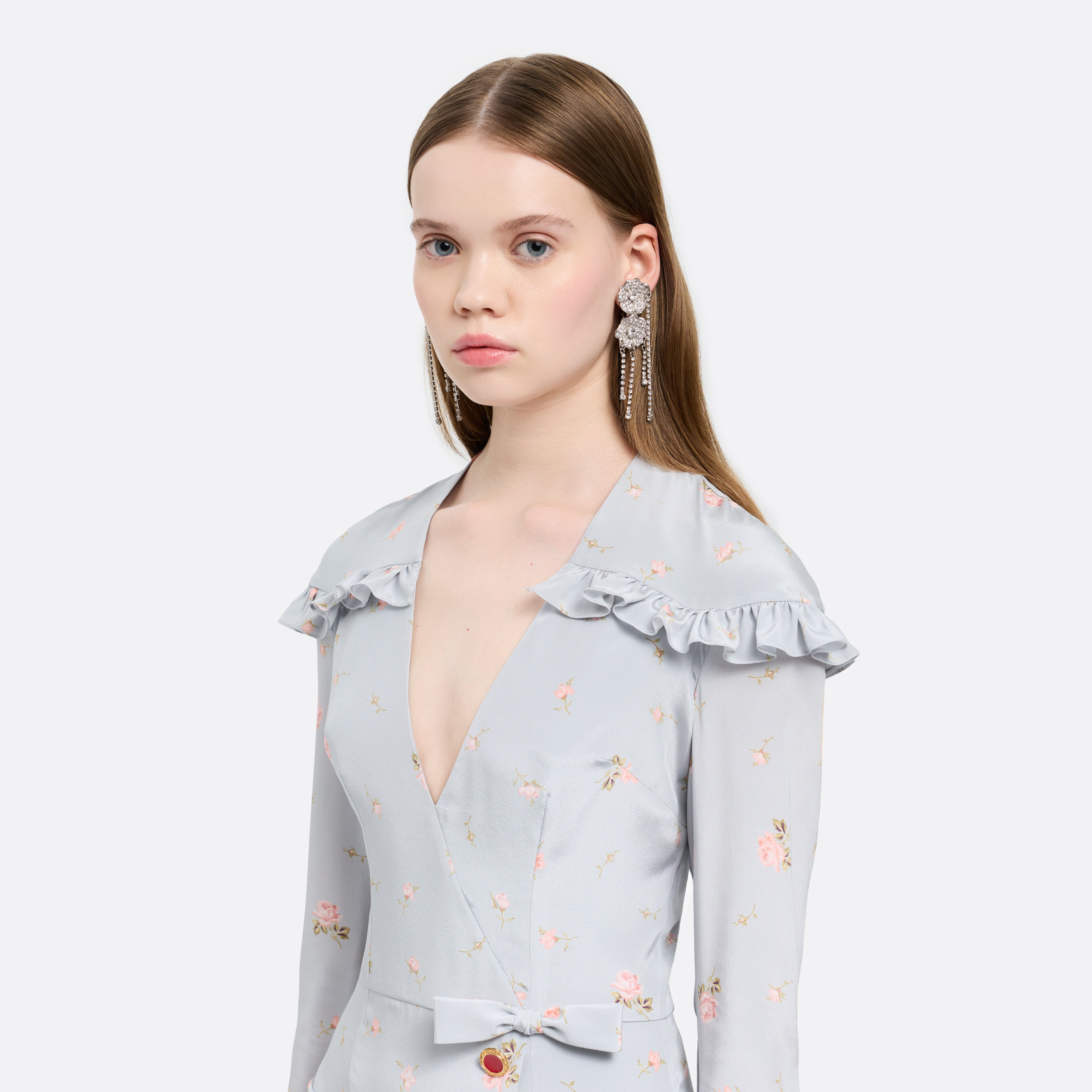 Alessandra Rich Jewellery boucles d'oreilles fleurs cristal argenté
