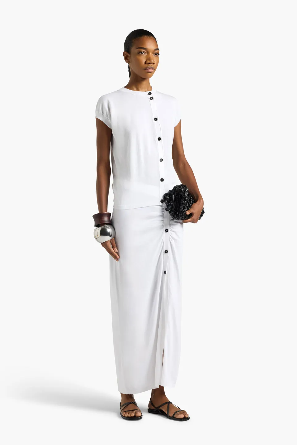 Liviana Conti Esther gilet coton blanc boutons