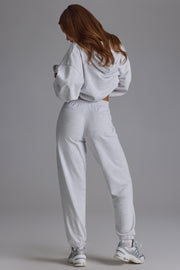 Oh Polly Jogging Gris Chiné Coton Taille Haute 100% Coton