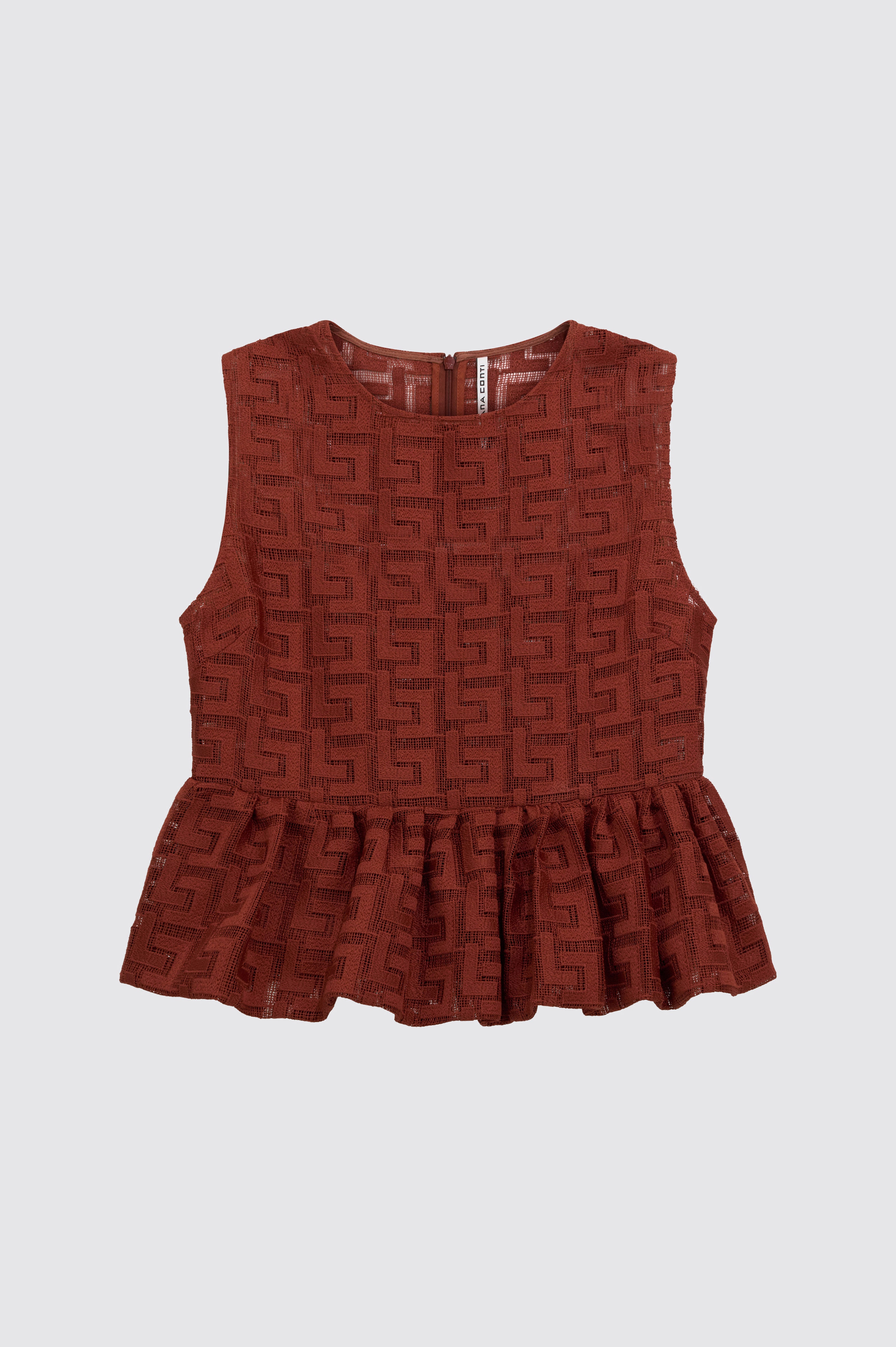 Liviana Conti Brigitte top femme cannelle macramé