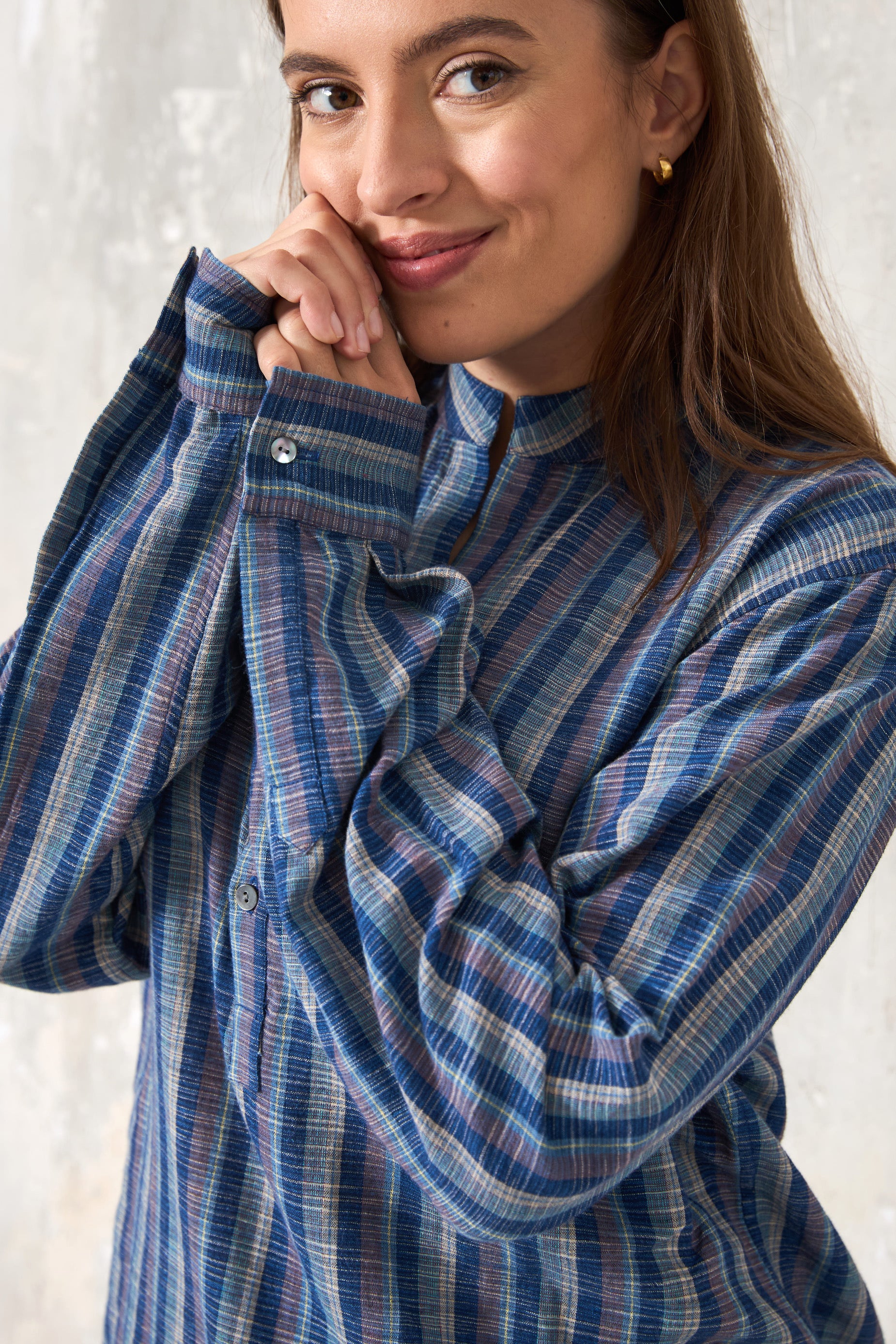 Chicosoleil Botega blouse coton blue check