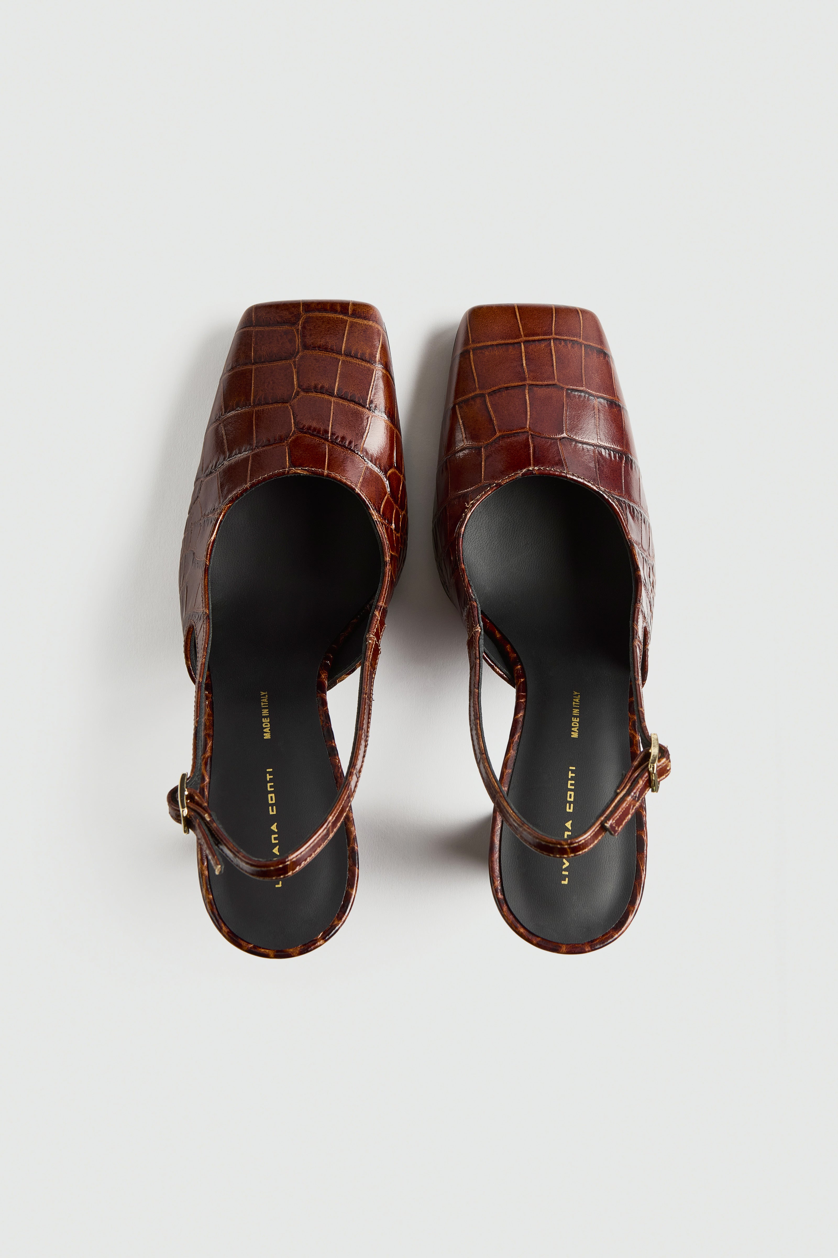 Liviana Conti Laisa Slingback Cuir Noir Croco Talon 90