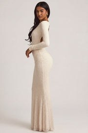 Oh Polly Tarini 14103 robe longue ivoire dentelle dos nu
