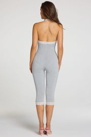 Oh Polly Jumpsuits combinaison capri grise dentelle modal