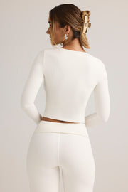 Oh Polly Kiva gilet court blanc côtelé modal boutons