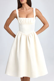 Oh Polly Marguerite Robe Midaxi Ivoire Satin Lacée