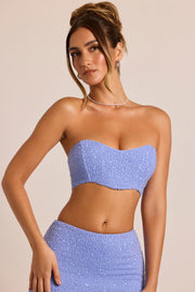 Oh Polly Loire Top Corset Bustier Bleu Perles