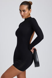 Oh Polly Dresses 8484 mini robe noire dos nu modal