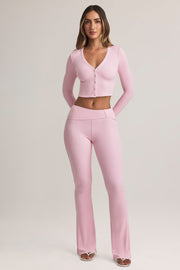 Oh Polly Bebe pantalon évasé rose pastel modal stretch