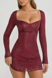 Oh Polly Odelie 12325 Mini Robe Bordeaux Strass Cœur
