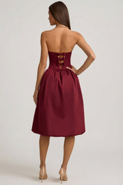 Oh Polly Gloriana Robe bustier satin convertible rouge vin