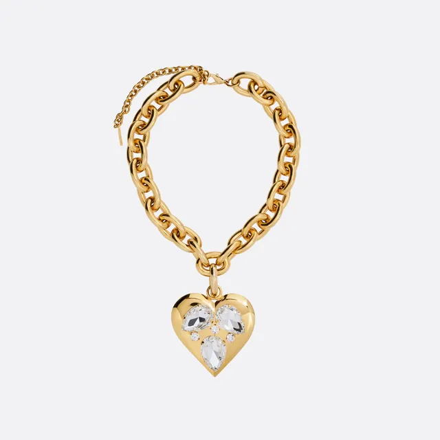 Alessandra Rich collier métal cœur cristal doré OS